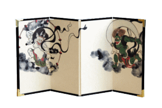 HAKUICHI BUSINESS / 四曲小屏風 風神雷神図